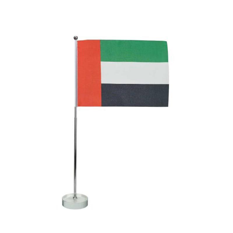 UAE Flag with Metal Pole and Glass Base